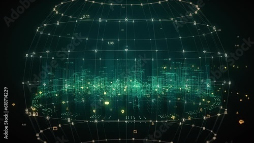 Smart City Connect Digital Systems in a 3D animation