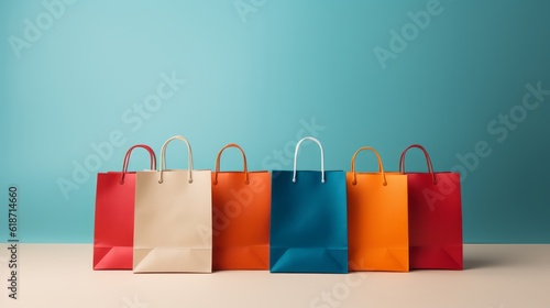 Eco-Conscious Shopping, Reusable Shopping Bags Displayed with Plenty of Copy Space for Your Message, generative ai.