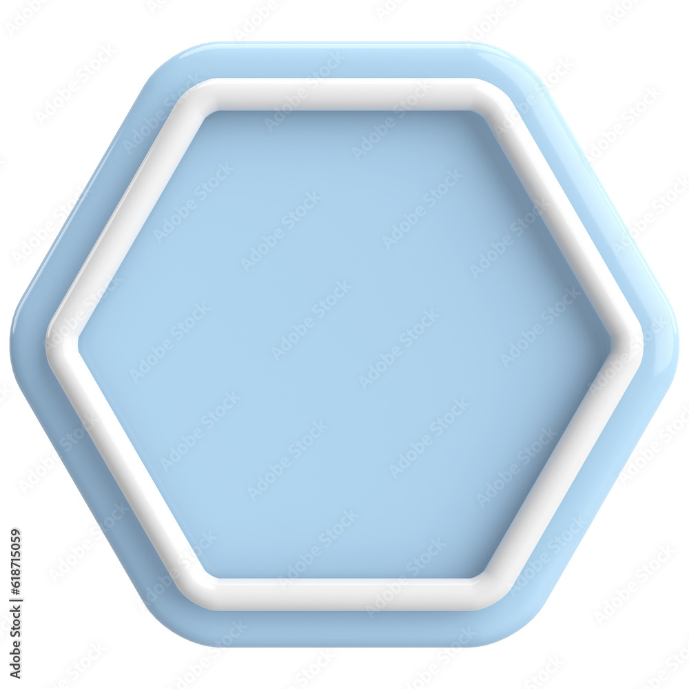 3D hexagon button. Empty button. 3D illustration. 3D hexagon button. Empty button. 3D illustration.