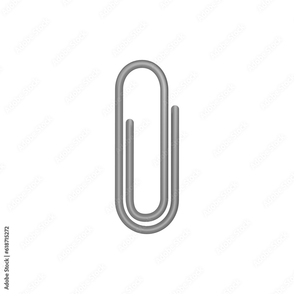 Realistic Paperclip icon. Paper clip attachment with shadow. Attach file business document. Vector illustration isolated on white background