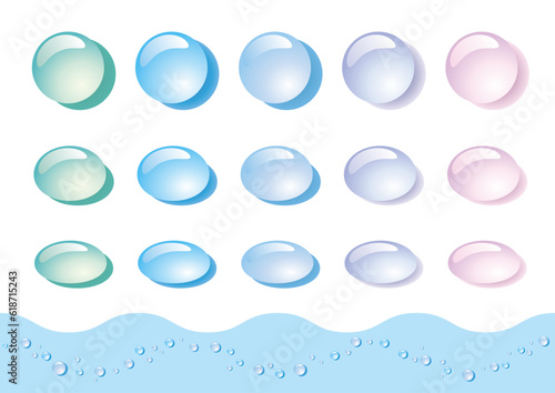 カラフルな水滴 Bセット 角度バリエーション