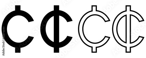 outline silhouette cent sign set