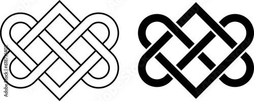 outline love celtic knot symbol set