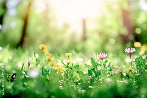 Wildflower meadows and bright sunshine  Generative AI