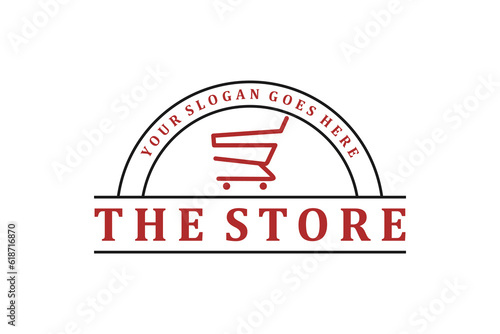 Cart store market logo design badge style shoop trolley tool