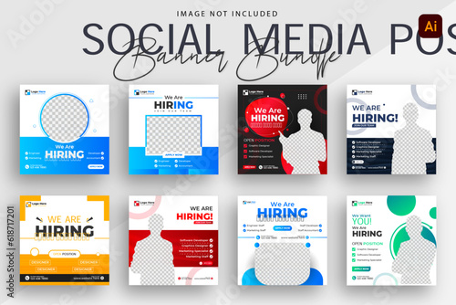 We are Hiring for Job Vacancy Social Media Posts or Square Web Banner Template Design Bundle