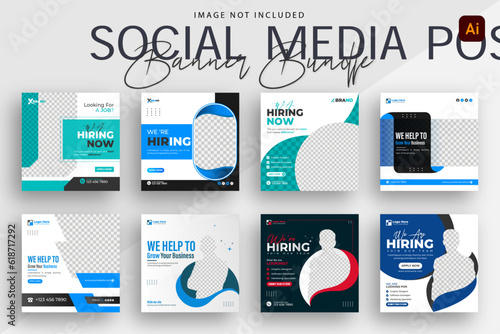We are Hiring for Job Vacancy Social Media Posts or Square Web Banner Template Design Bundle