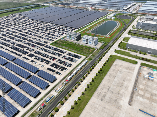 parking lot with solar panels