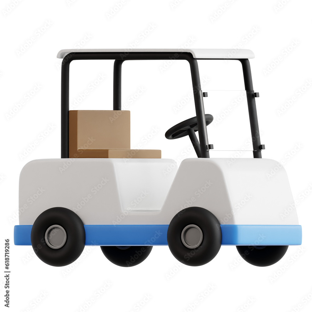 3D illustration of golf cart transportation