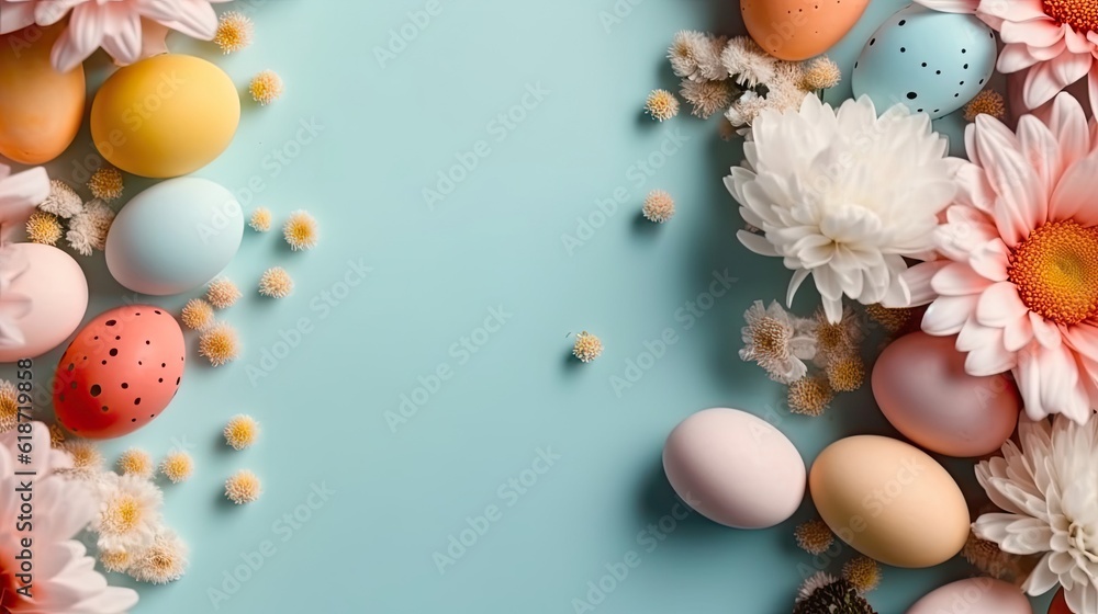 Top View of Happy Easter Day banner concept design