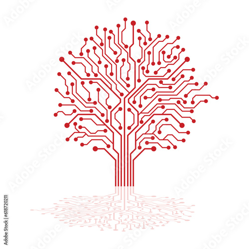 Circuit Board Tree Vector Icon