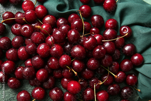 Heap of sweet cherries, closeup
