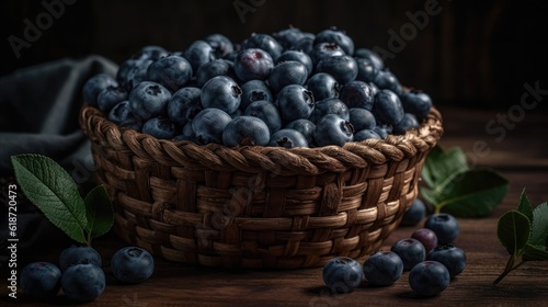 Wallpaper Mural Blueberry in a bamboo basket with blur background Torontodigital.ca