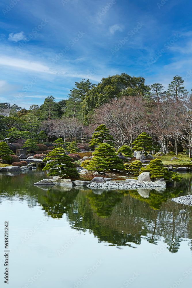 japanese garden with pond and trees japanese garden with pond and trees