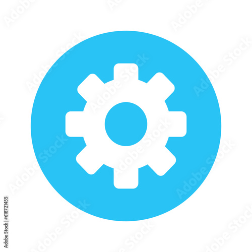 settings icon in a blue circle