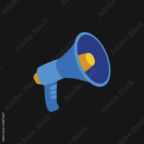 megaphone design, blue megaphone on black background
