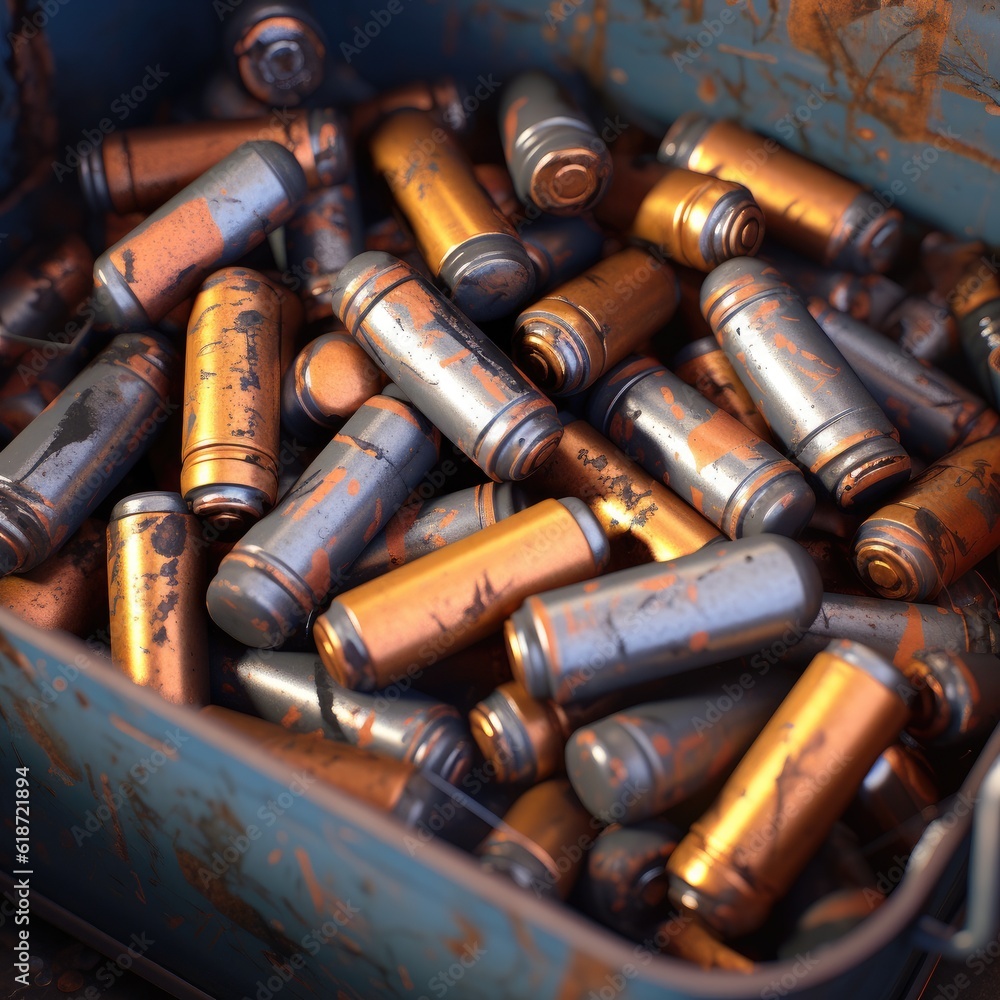 A lot of rusty used batteries