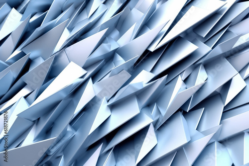Abstract silver spiky background. Pointy, shiny made of aluminum are rushing through several pieces, spinning in circles. Generative AI.