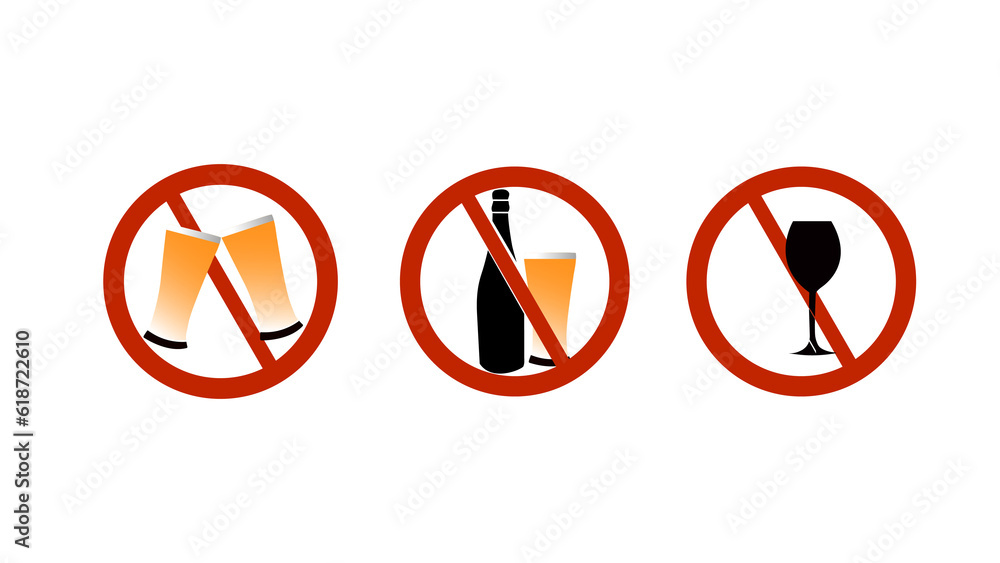National abstinence day, No drinking day, No alcohol symbol, No alcohol