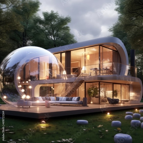 Modern country house in a bubble