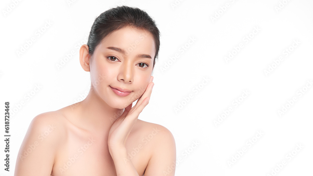 Beautiful young asian woman with clean fresh skin on white background, Face care, Facial treatment, Cosmetology, beauty and spa, Asian women portrait. Beautiful young asian woman with clean fresh skin on white background, Face care, Facial treatment, Cosmetology, beauty and spa, Asian women portrait.