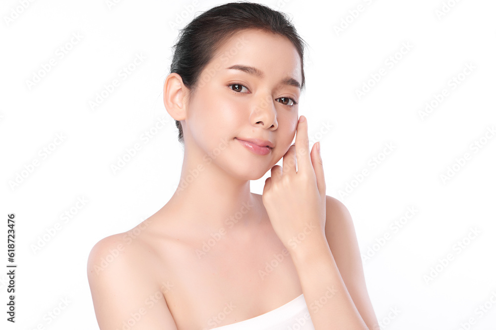 Beautiful young asian woman with clean fresh skin on white background, Face care, Facial treatment, Cosmetology, beauty and spa, Asian women portrait. Beautiful young asian woman with clean fresh skin on white background, Face care, Facial treatment, Cosmetology, beauty and spa, Asian women portrait.