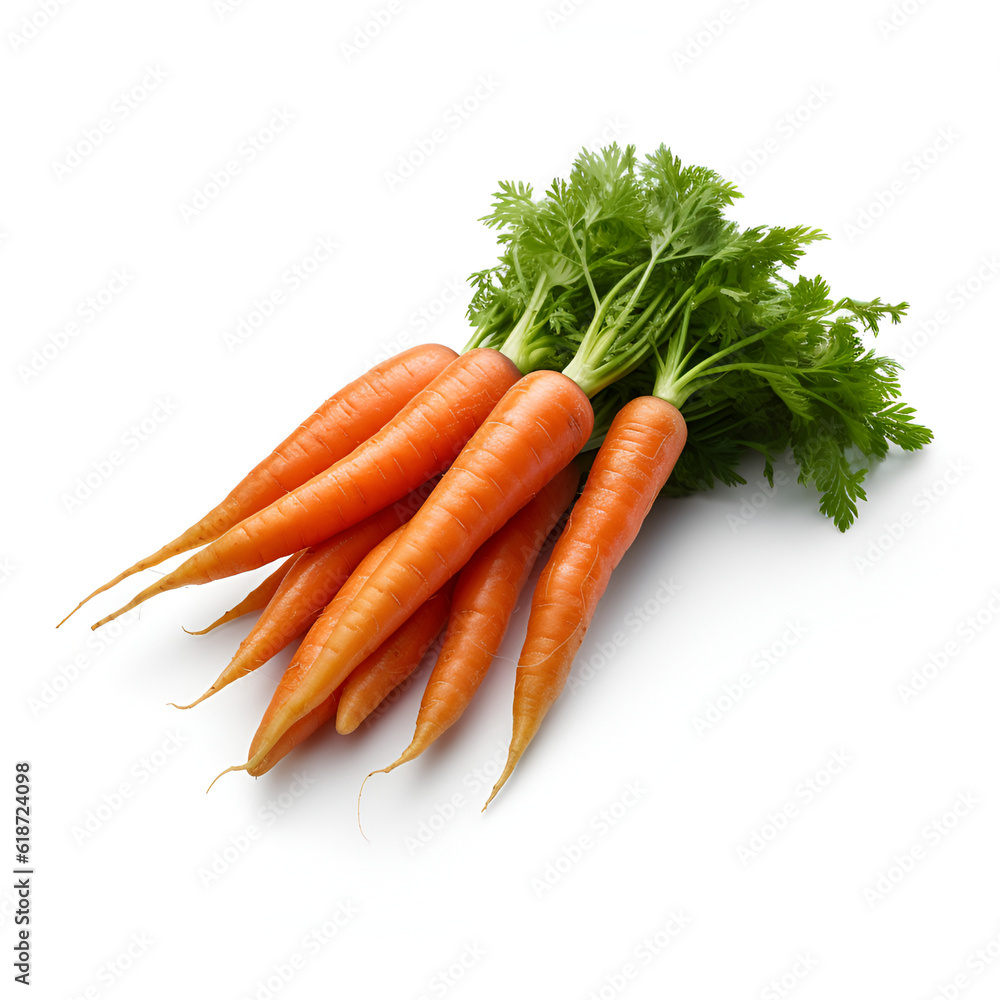 A bunch of carrots with tops, illustration, ai generation A bunch of carrots with tops, illustration, ai generation
