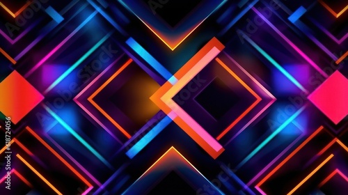 Abstract colorful neon lights digital futuristic on dark background.