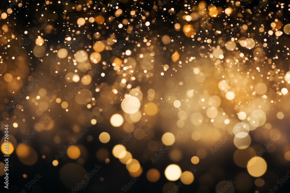 Abstract Glittering Lights Background: Gold and Black De Focused Banner  Generative AI