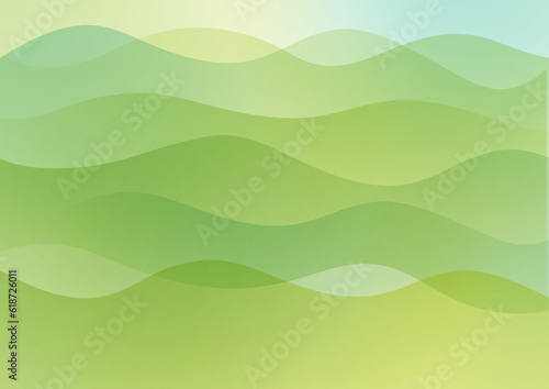 曲線や流れを感じる風、波、自然のイメージ　グリーン