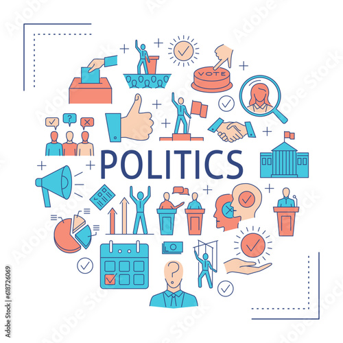 Politics and elections round poster