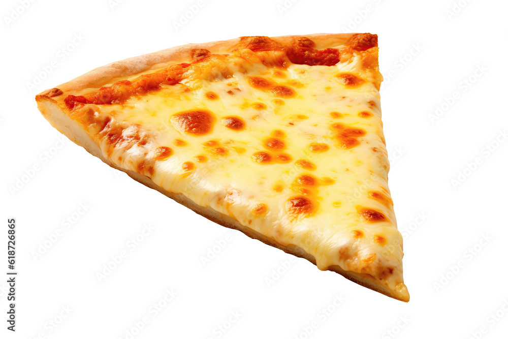 Four Cheese Pizza Slice On Isolated Transparent Background, Png. Generative AI Four Cheese Pizza Slice On Isolated Transparent Background, Png. Generative AI