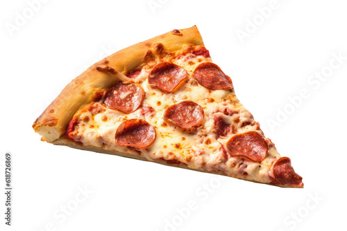 Meat Lovers Pizza Slice On Isolated Transparent Background, Png. Generative AI