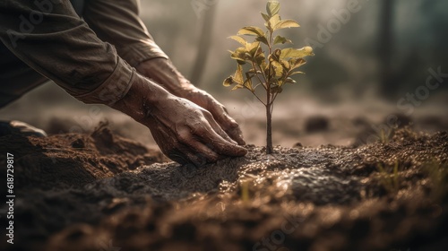 hand is planting a tree