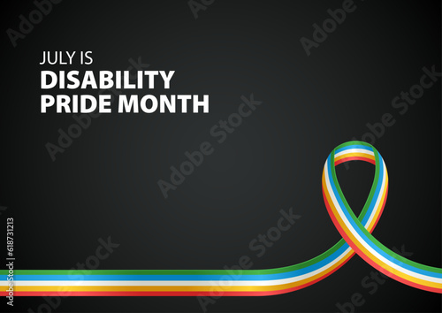 Disability Pride Month awareness ribbon on black, background templates for you to personalise