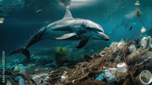 Environmental issue of plastic pollution problem © jambulart