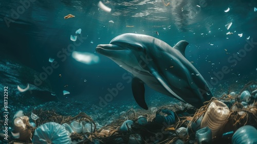 Environmental issue of plastic pollution problem © jambulart