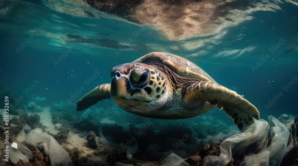 Fototapeta premium Plastic Pollution In Ocean