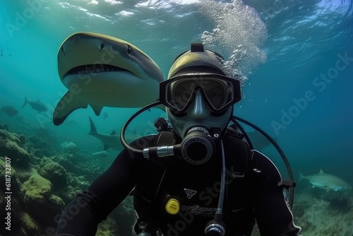 Wallpaper Mural diver selfie with shark Torontodigital.ca