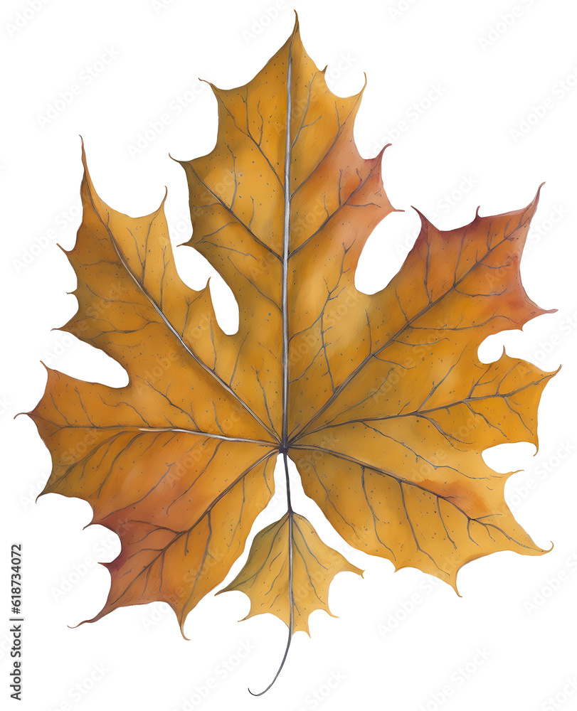 Fototapeta premium Watercolor autumn leaf.