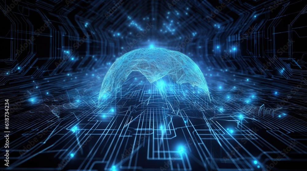 Obraz premium Abstract Artificial intelligence. Technology web background. Virtual concept illustration