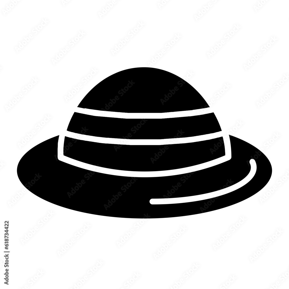 Straw hat solid icon. Solid straw hat vector icon for web design isolated on white background Straw hat solid icon. Solid straw hat vector icon for web design isolated on white background