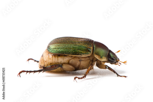 Coleoptera green scarabaeidae beetle isolated white background © zhikun sun