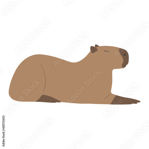 capybara single 42 cute on a white background  vector illustration. 