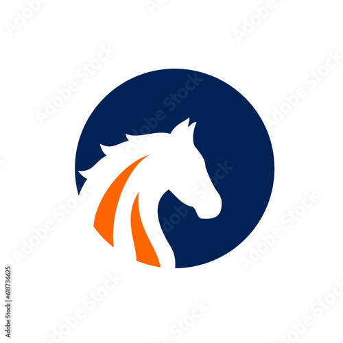 horse head circle logo vector