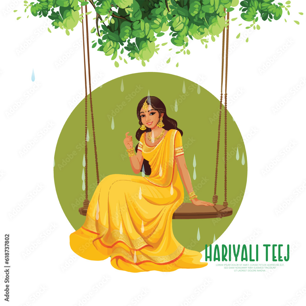 Premium Vector | Happy haryali teej stay safe banner design template