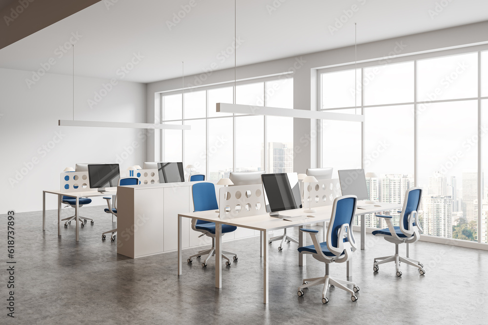 White open space office corner