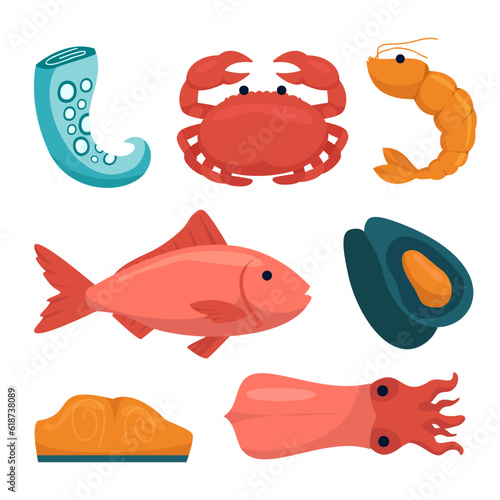 Cartoon sea life animals