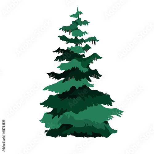 Stylized trees painted in various shades of green. Vector graphics