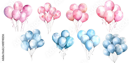 party balloons isolated on transparent background, generated ai